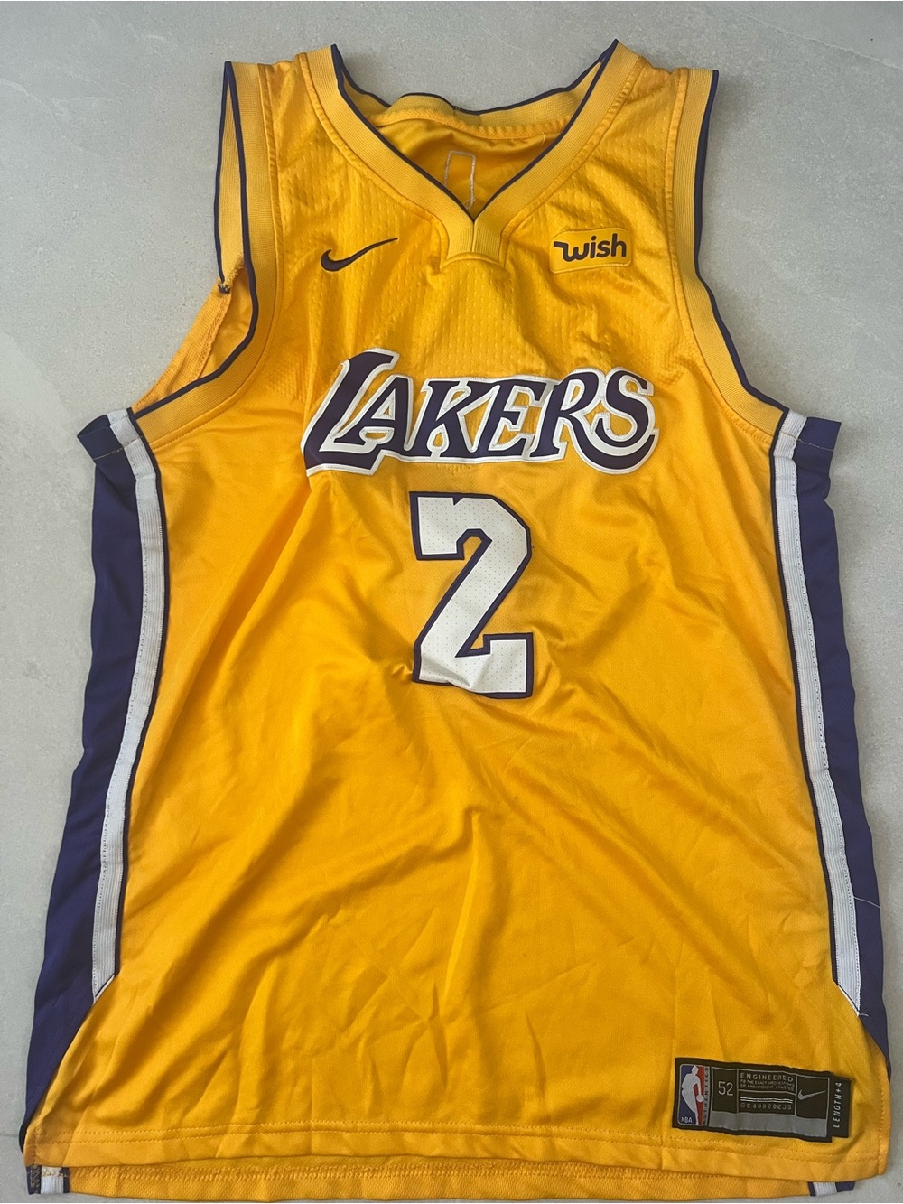 Lonzo ball NBA Los Angeles Lakers Yellow and Purple Engineered Jersey (Size 52)